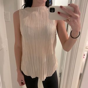Ribbed beige/light pink top